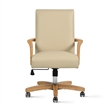 Pemberly Row High Back Executive Home Office Chair Neutral Cream Beige & Wood
