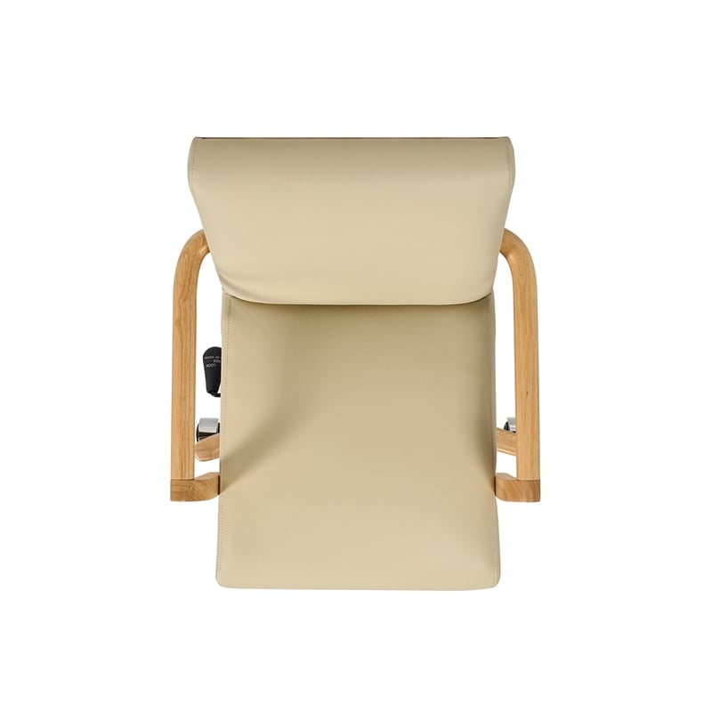 Pemberly Row High Back Executive Home Office Chair Neutral Cream Beige & Wood
