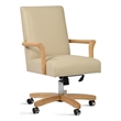 Pemberly Row High Back Executive Home Office Chair Neutral Cream Beige & Wood