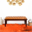 Pemberly Row Mid-Century Modern Upholstered Leather Bench in Tan