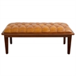 Pemberly Row Mid-Century Modern Upholstered Leather Bench in Tan