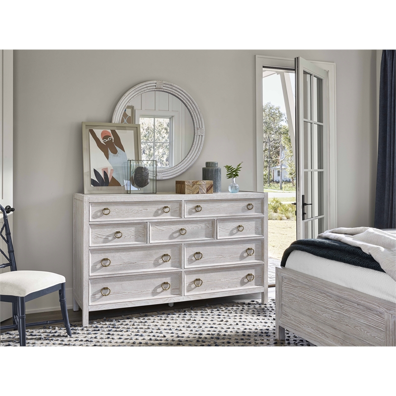 Pemberly Row Contemporary Getaway Dresser in White Weathered Oak