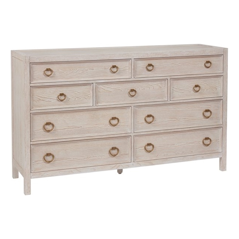 Pemberly Row Contemporary Getaway Dresser in White Weathered Oak