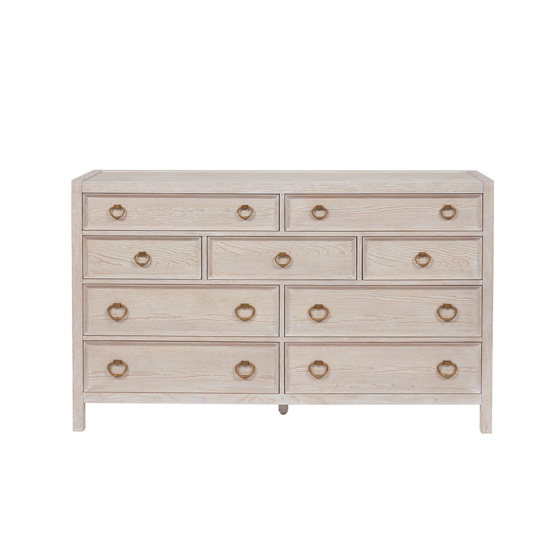 Pemberly Row Contemporary Getaway Dresser in White Weathered Oak