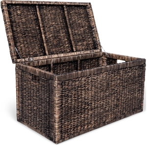 pemberly row wicker trunk boho style chest wood water hyacinth in brown
