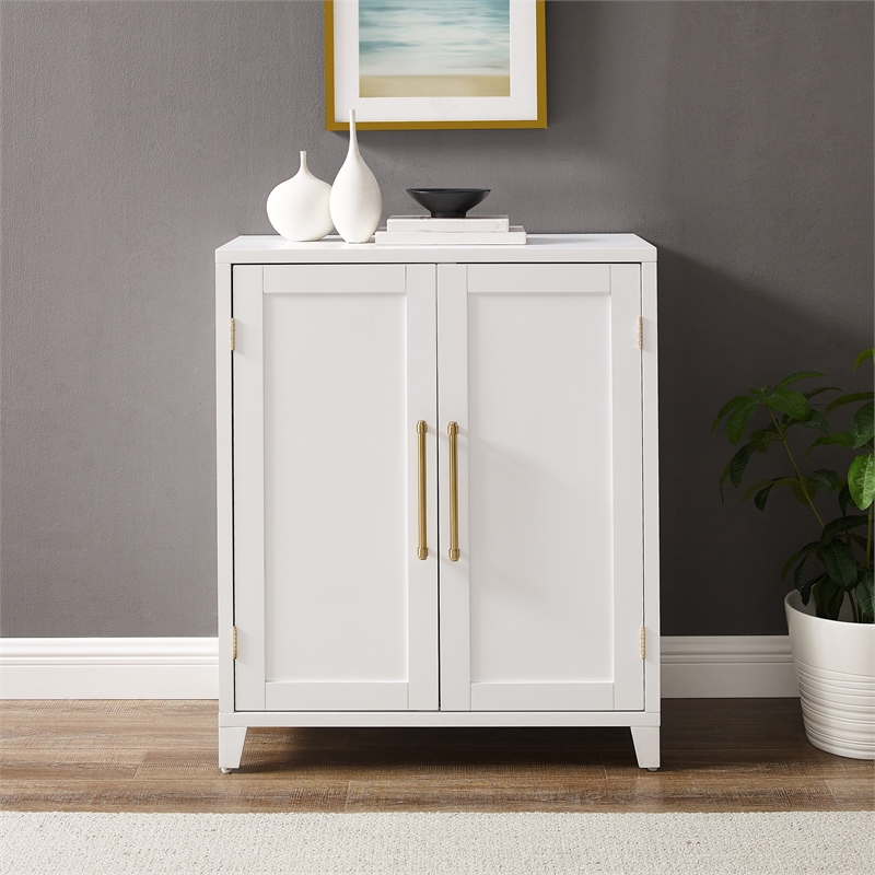 Pemberly Row Stackable Wood Kitchen Pantry Storage Cabinet in White
