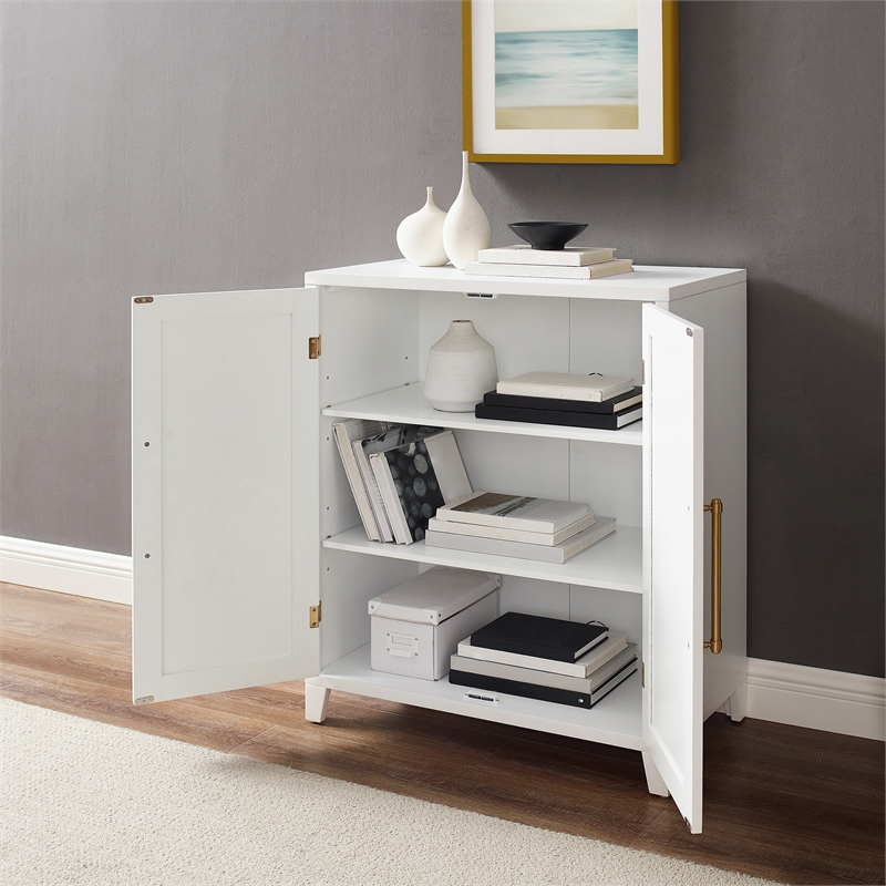 Pemberly Row Stackable Wood Kitchen Pantry Storage Cabinet in White