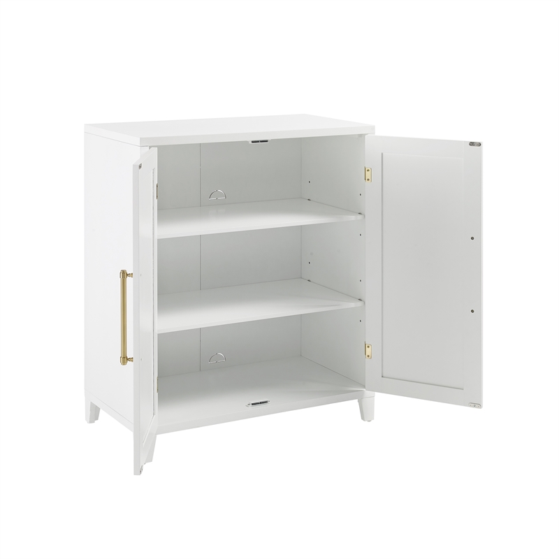 Pemberly Row Stackable Wood Kitchen Pantry Storage Cabinet in White