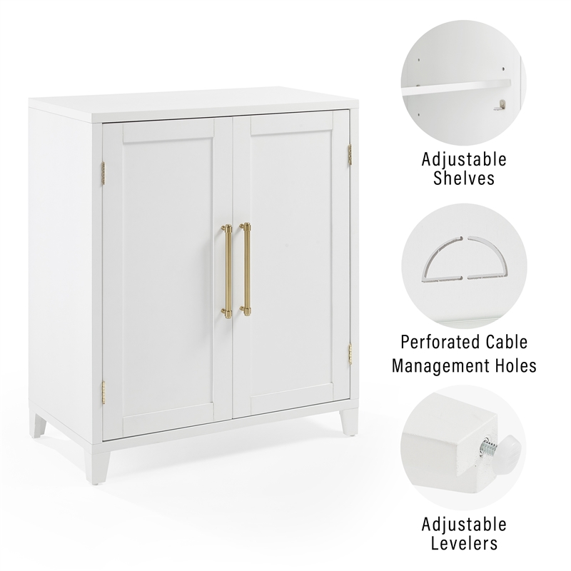 Pemberly Row Stackable Wood Kitchen Pantry Storage Cabinet in White