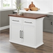Pemberly Row Modern Wood Kitchen Island in White / Walnut Finish