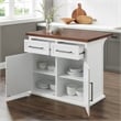 Pemberly Row Modern Wood Kitchen Island in White / Walnut Finish