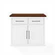 Pemberly Row Modern Wood Kitchen Island in White / Walnut Finish
