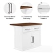 Pemberly Row Modern Wood Kitchen Island in White / Walnut Finish