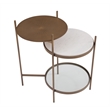 Pemberly Row Modern Gold Finish Accent Table with Marble Shelf
