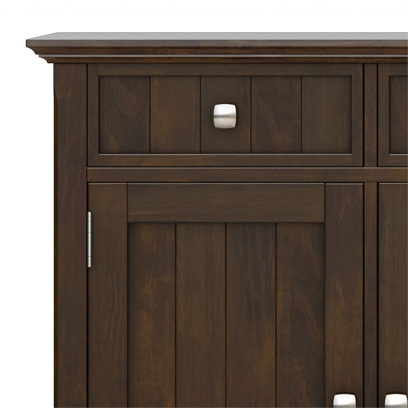 Pemberly Row Solid Wood Entryway Storage Cabinet in Brunette Brown