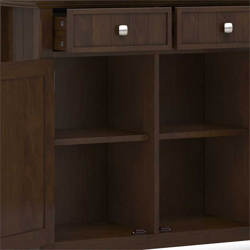 Pemberly Row Solid Wood Entryway Storage Cabinet in Brunette Brown