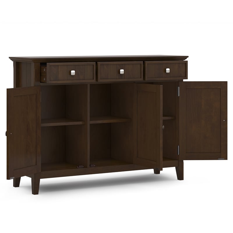 Pemberly Row Solid Wood Entryway Storage Cabinet in Brunette Brown