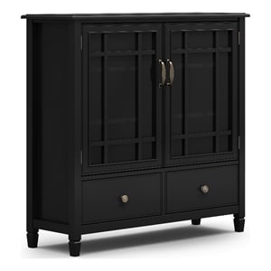pemberly row solid wood storage cabinet with 4 shelves in black