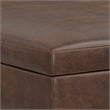 Pemberly Row Square Vegan Faux Leather Storage Ottoman in Brown