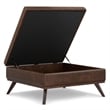 Pemberly Row Square Vegan Faux Leather Storage Ottoman in Brown