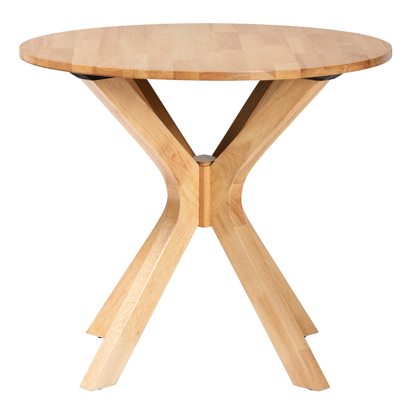 Pemberly Row Round Wood Dining Table with Splayed Legs in Brown