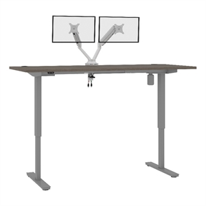 Pemberly Row 72&quot Contemporary Engineered Wood Standing Desk in Bark Gray
