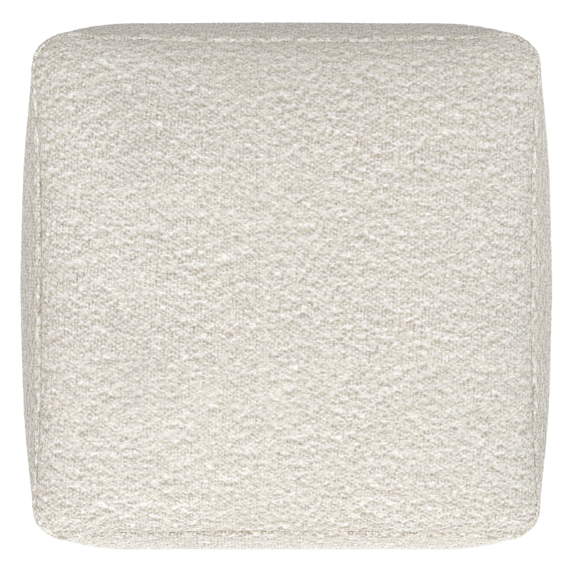 Pemberly Row Contemporary Square Pouf in Ivory Boucle Finish