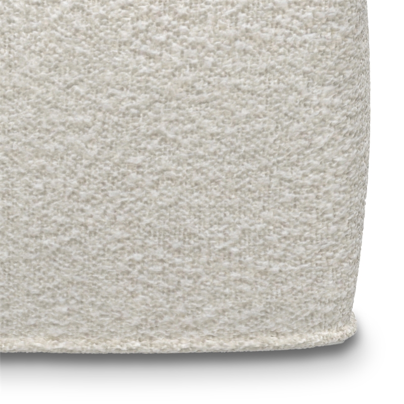 Pemberly Row Contemporary Square Pouf in Ivory Boucle Finish