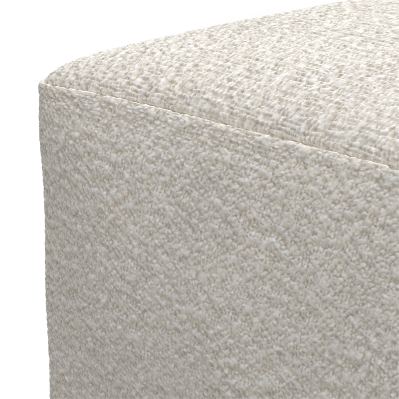 Pemberly Row Contemporary Square Pouf in Ivory Boucle Finish