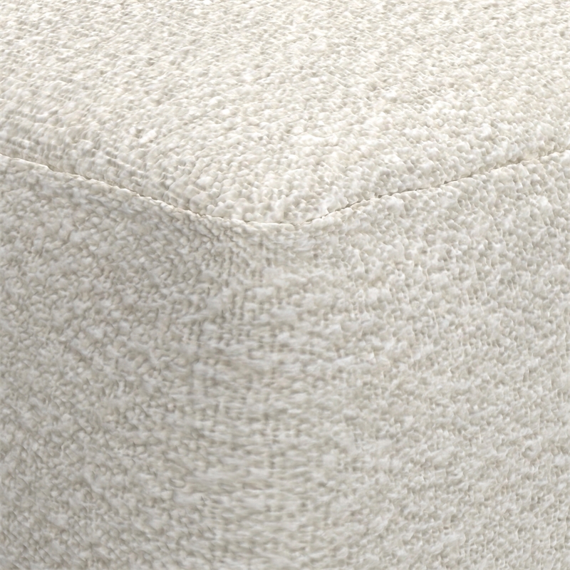 Pemberly Row Contemporary Square Pouf in Ivory Boucle Finish
