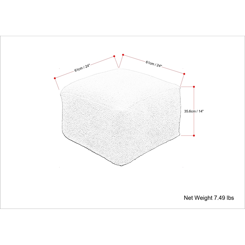 Pemberly Row Contemporary Square Pouf in Ivory Boucle Finish