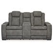 Pemberly Row Contemporary Faux Leather Reclining Loveseat in Gray