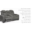 Pemberly Row Contemporary Faux Leather Reclining Loveseat in Gray
