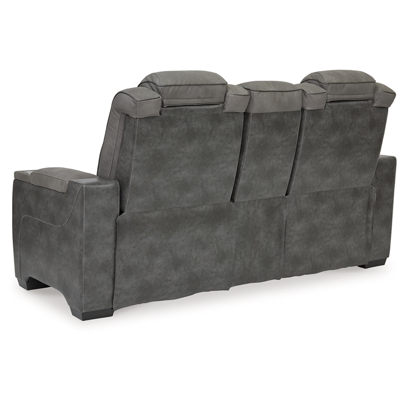 Pemberly Row Contemporary Faux Leather Reclining Loveseat in Gray