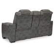 Pemberly Row Contemporary Faux Leather Reclining Loveseat in Gray