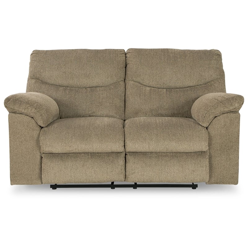 Pemberly Row Modern Fabric Reclining Loveseat in Light Brown