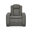 Pemberly Row Contemporary Faux Leather Power Recliner in Gray