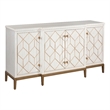 Pemberly Row Soft White Wooden Server with Gold and Acrylic Accents