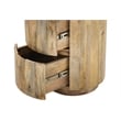 Pemberly Row Modern 2-Drawer Round Wood Accent Table in Brown