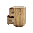 Pemberly Row Modern 2-Drawer Round Wood Accent Table in Brown