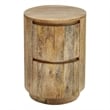 Pemberly Row Modern 2-Drawer Round Wood Accent Table in Brown
