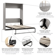 Pemberly Row Contemporary Engineered Wood Full Murphy Bed in Gray