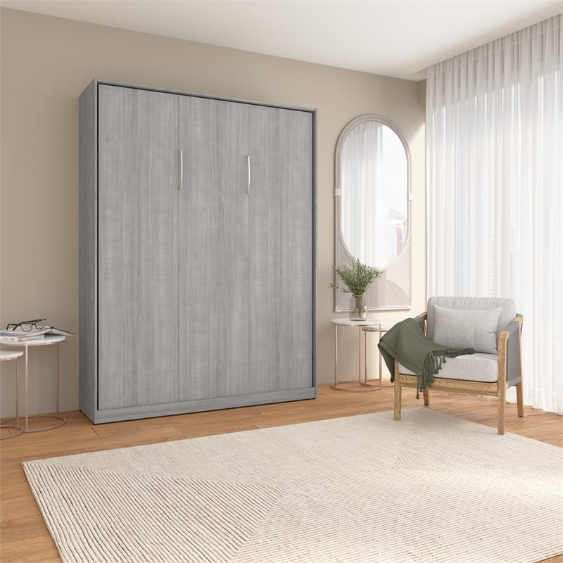 Pemberly Row Modern Engineered Wood Queen Murphy Bed in Gray