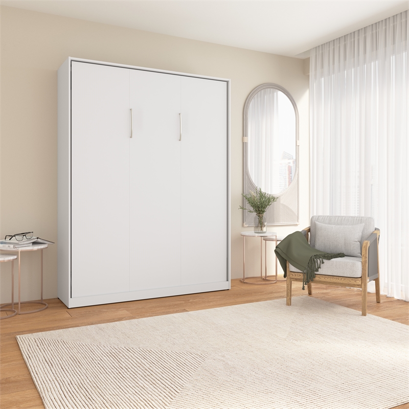 Pemberly Row Modern Engineered Wood Queen Murphy Bed in White