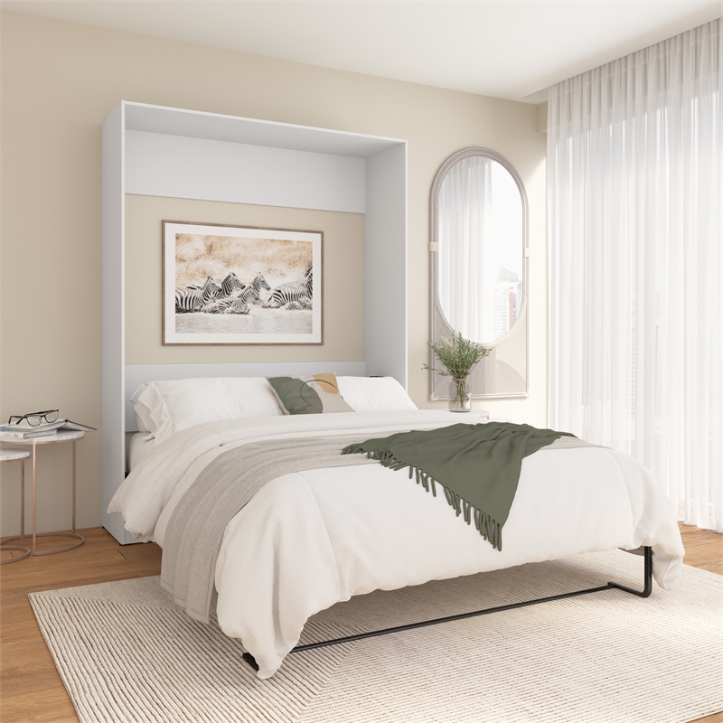Pemberly Row Modern Engineered Wood Queen Murphy Bed in White
