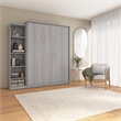 Pemberly Row Wood Queen Murphy Bed with Closet Organizer in Gray