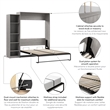 Pemberly Row Wood Queen Murphy Bed with Closet Organizer in Gray