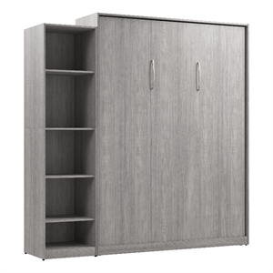 Pemberly Row Wood Queen Murphy Bed with Closet Organizer in Gray
