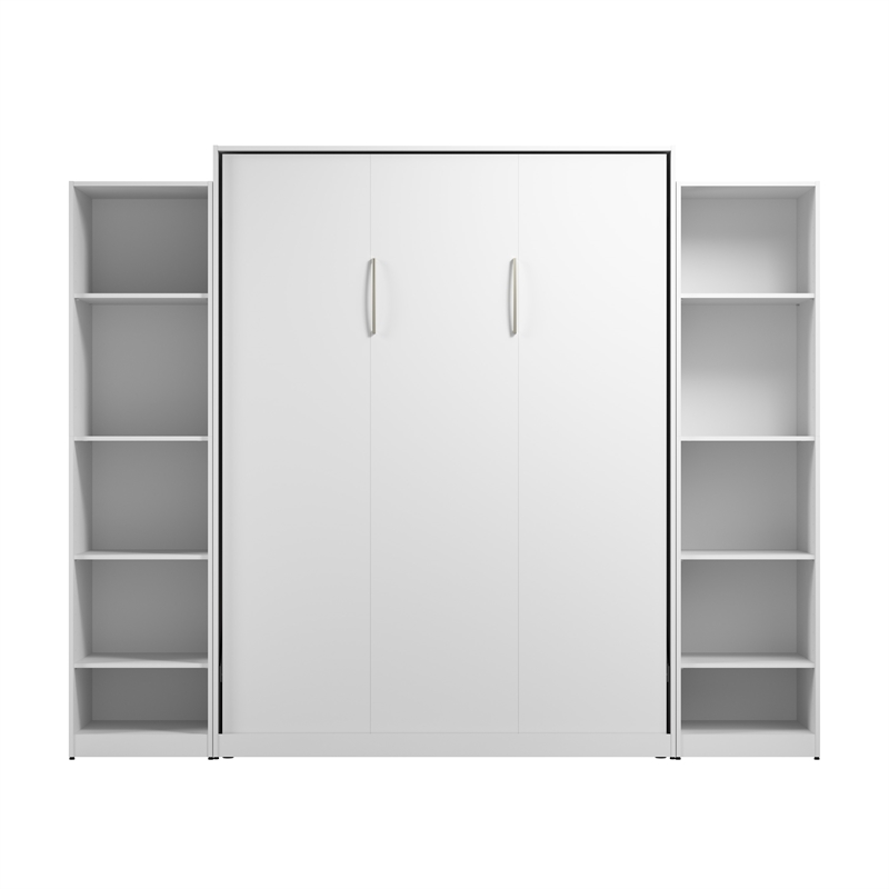 Pemberly Row Wood Queen Murphy Bed with Closet Organizers in White