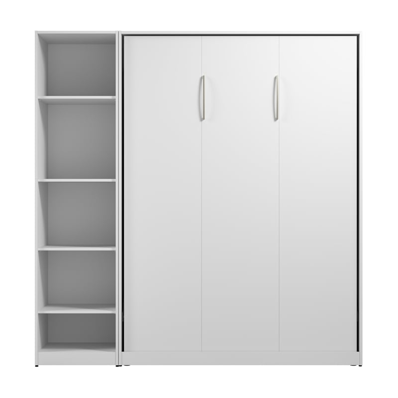 Pemberly Row Wood Full Murphy Bed with Closet Organizer in White